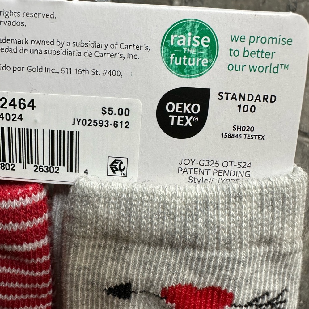 Carter's Striped and Heart Baby Socks size 6-12 mo - Picture 3 of 4